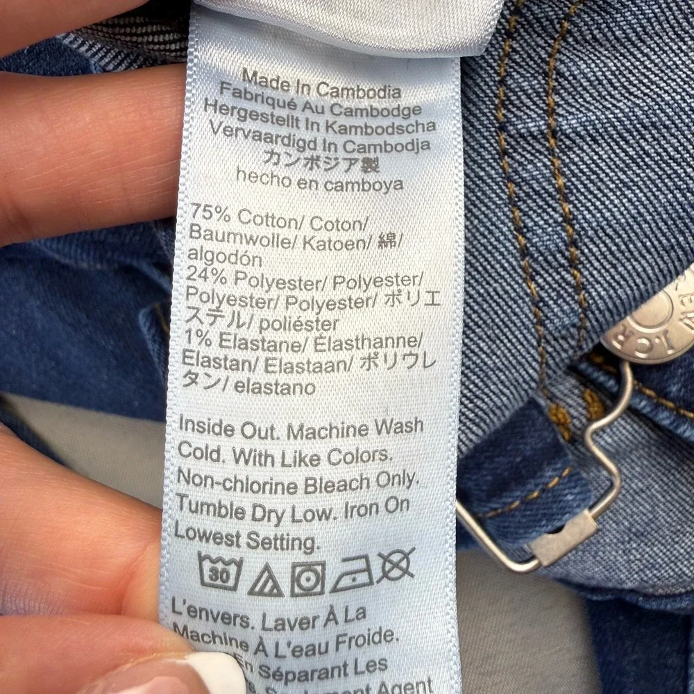 J.Crew Denim Skinny Overalls Med Wash Blue Jean Signature Stretch Size Medium‎